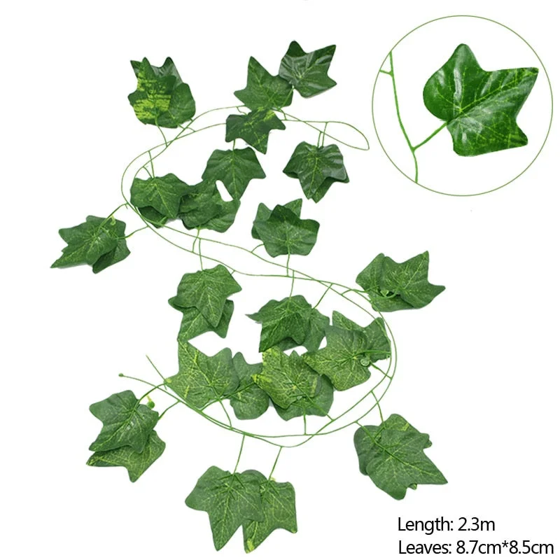 230cm Artificial Leaves Garland Fake Green Leaf Ivy Vine Artificial Plant Wall Hanging Garland Wedding Party Home Garden Decor