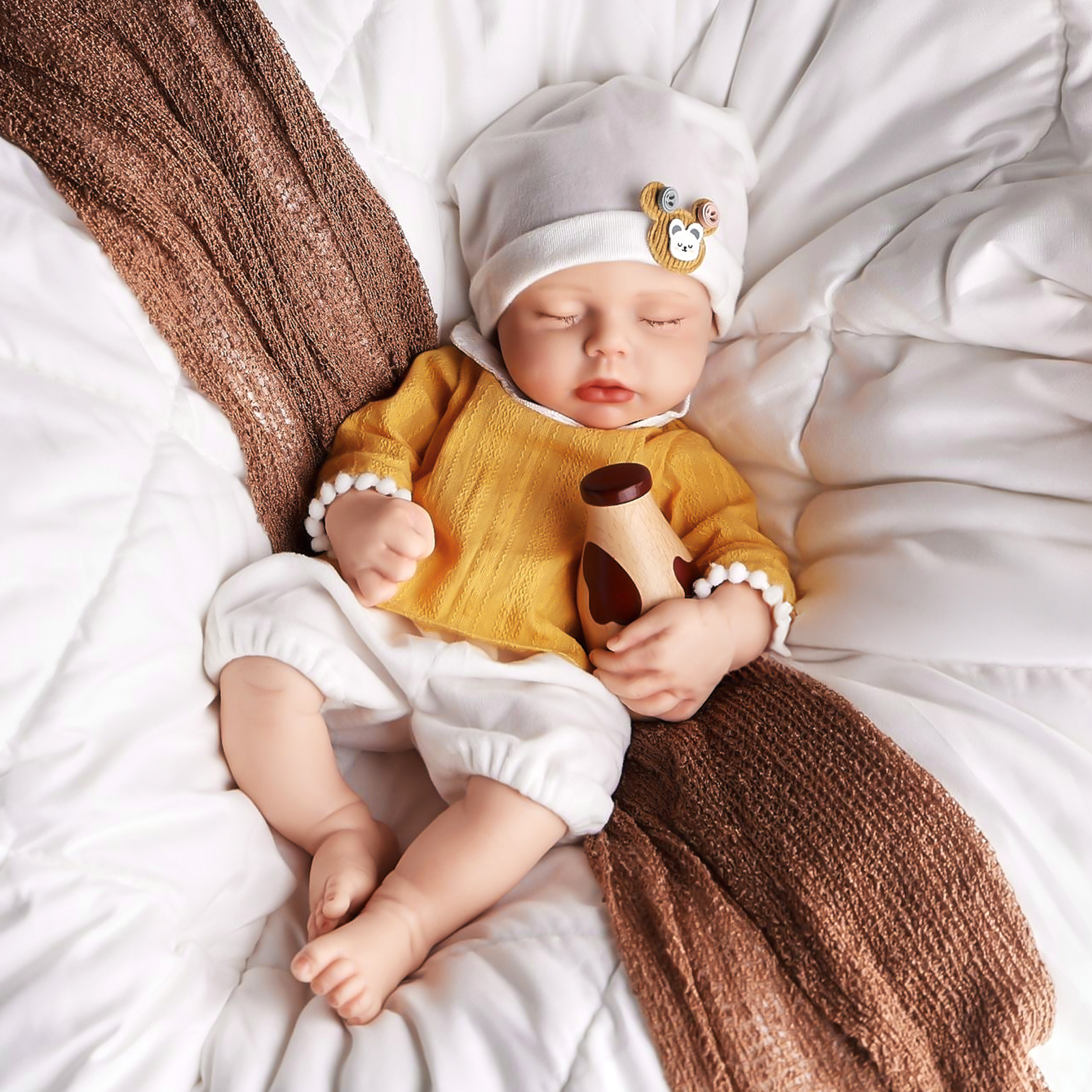 Babeside Lucy 16'' Realistic Silicone Sleeping Baby Little Infant Boy Emotional Comfort Companion Boy-16 Inches