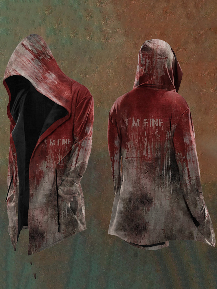 Men'S Bloody I AM FINE Print Causal Hooded Jacket / Rvogue / Rvogue