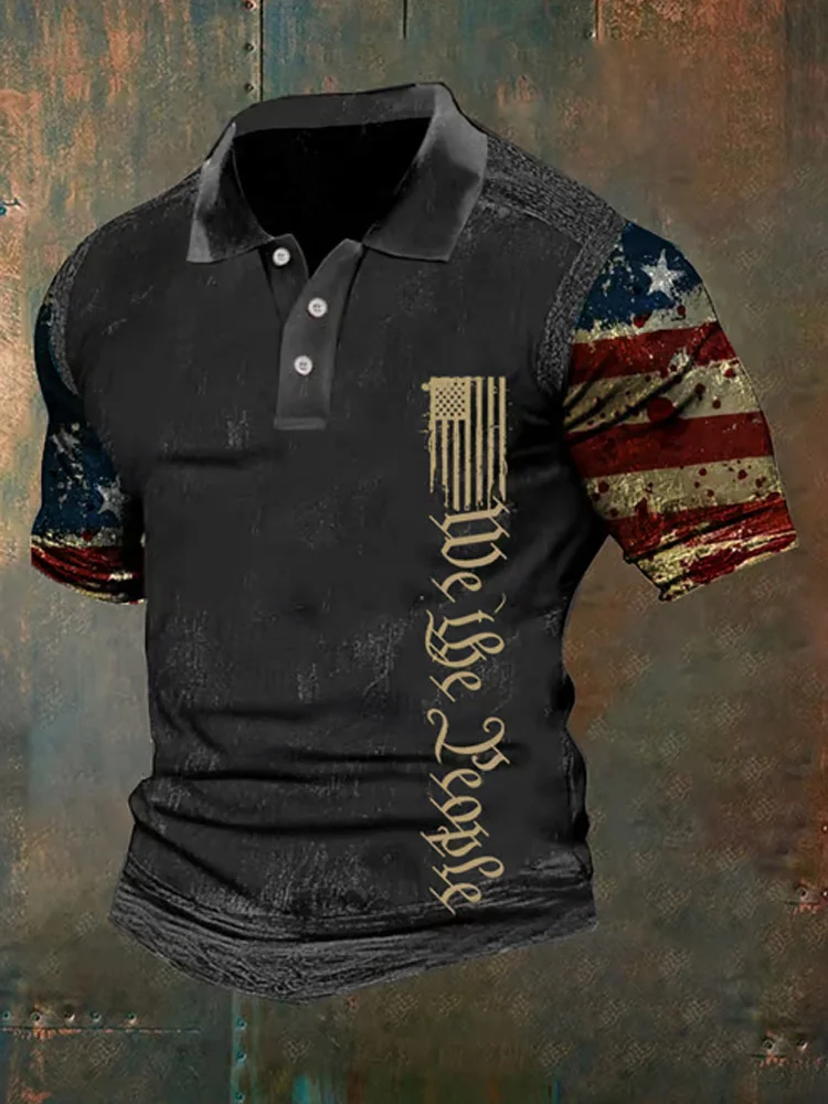 Men's Casual Retro Independence Day Polo