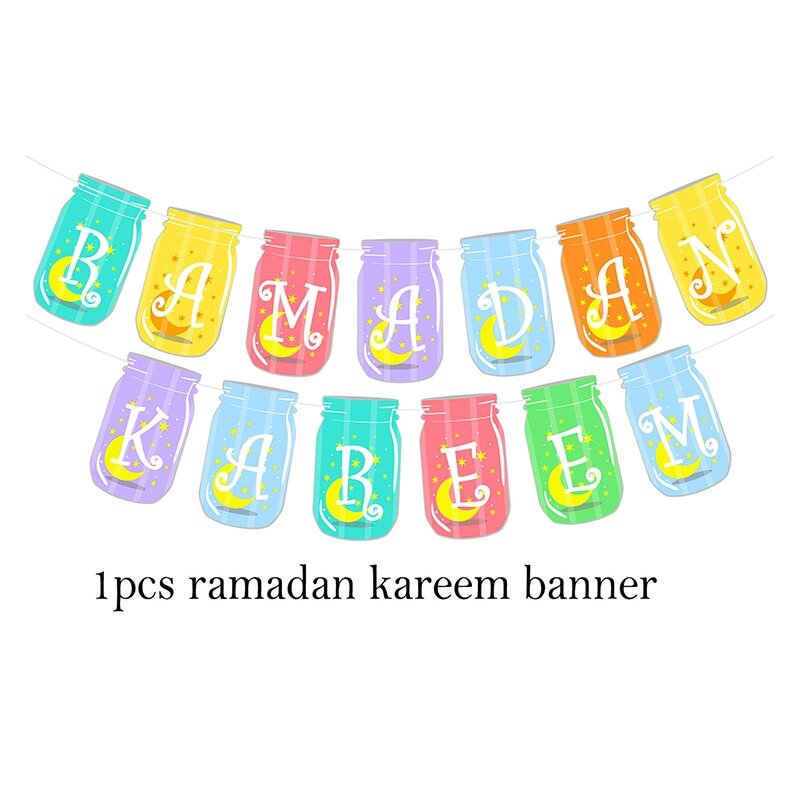 Ramadan Kareem Banner Latex Balloons Set Muslim Islamic Festival Party DIY Decoration Eid Al Adha Gifts