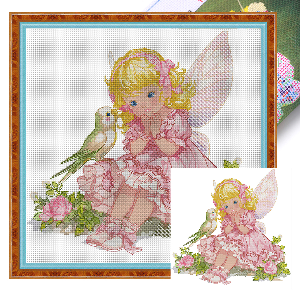 Little Fairy Full 14CT Pre-stamped Canvas(39*38cm) Cross Stitch
