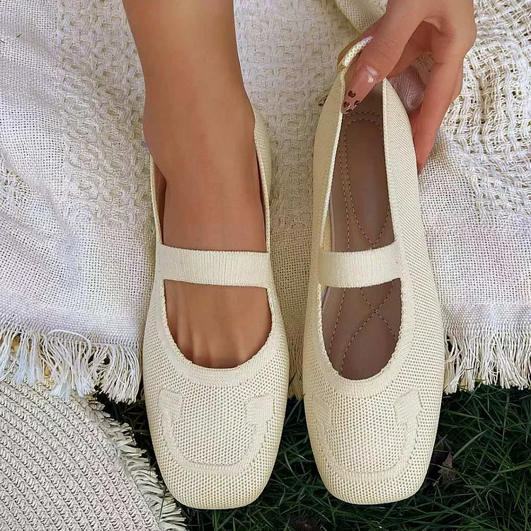 Women's Comfy Square Toe Mary Jane Ballet Flats for Walking 1688 Stunahome.com