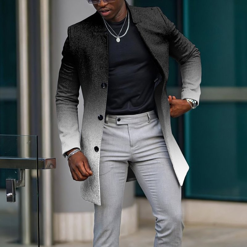 Men's Fashion Slim Fit Black Gradient Coat