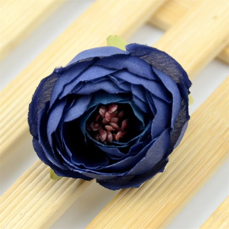 30pcs 3.5cm Mini Artificial Rose Bud Cut Flower Head Wedding Christmas Decoration DIY Sreath Gift Craft Flowers Accessories