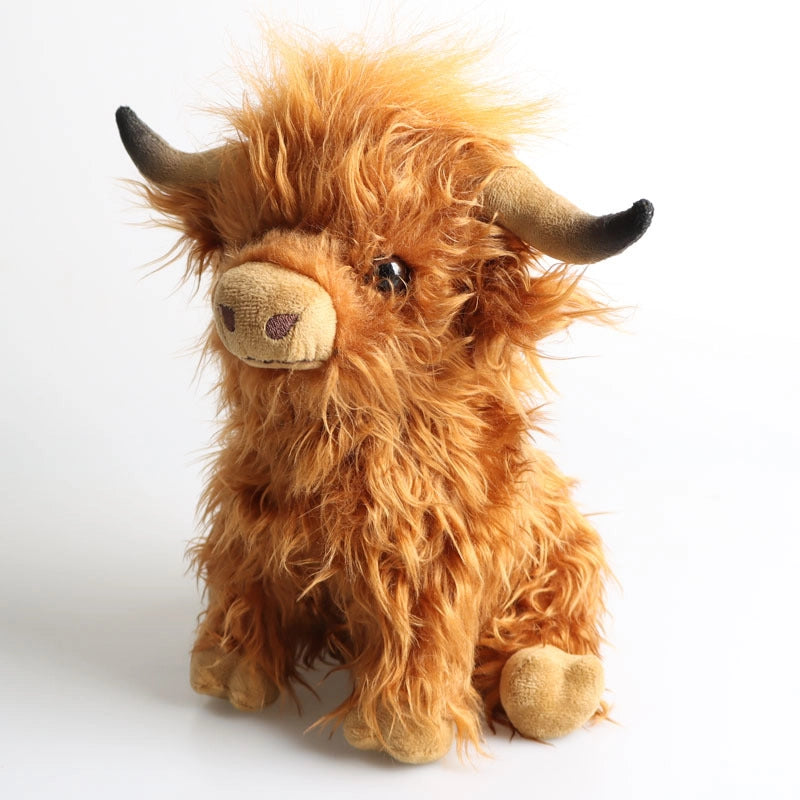 Spot Highland Cow Simulation Scottish Highland Cow Plush Doll Long Hair Cow Net Red Toy