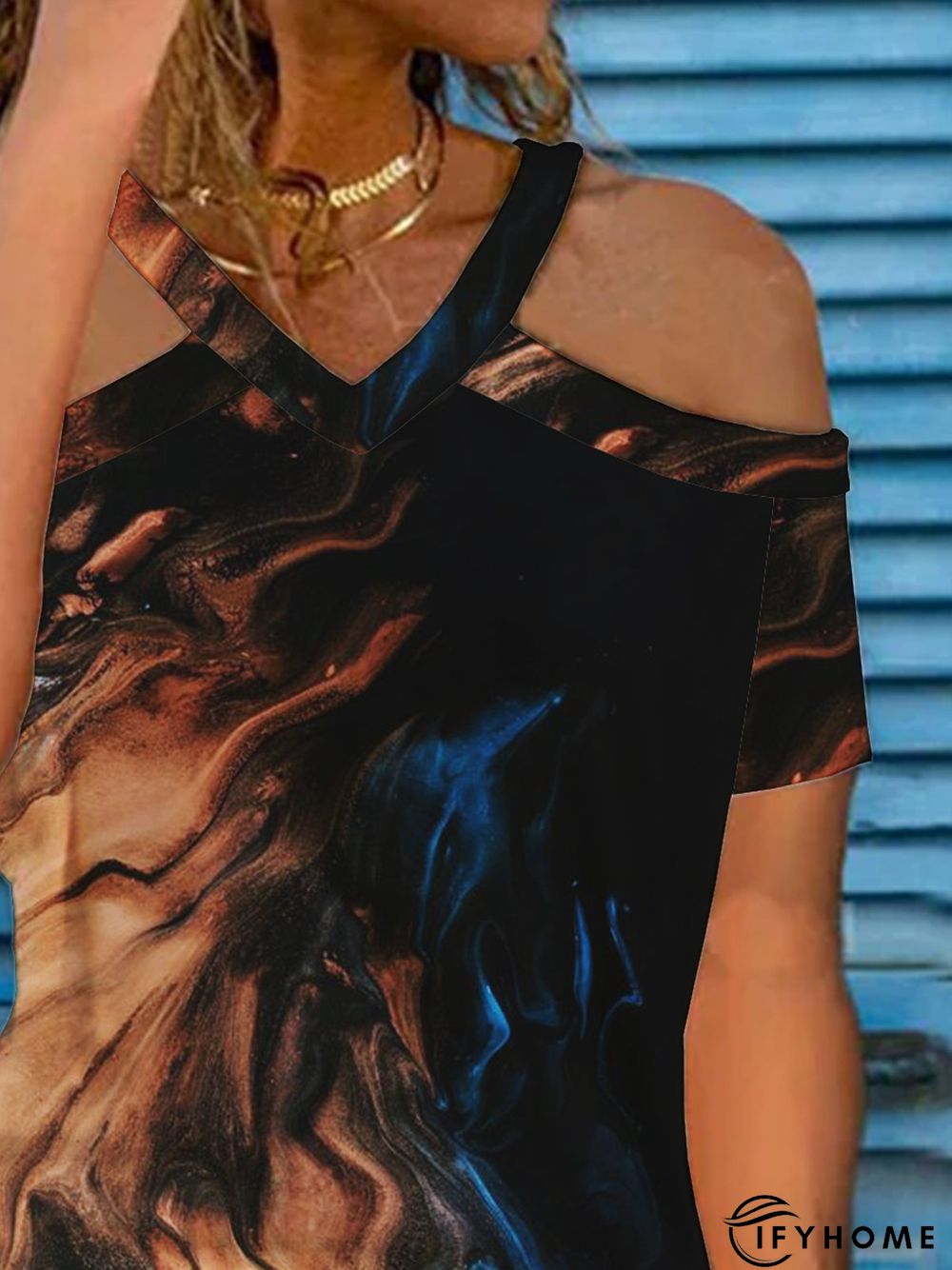 Short Sleeve Casual Printed Abstract T-shirt | IFYHOME