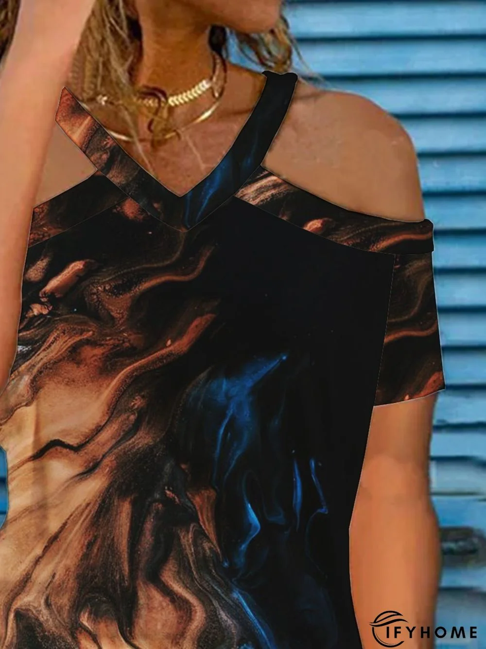 Short Sleeve Casual Printed Abstract T-shirt | IFYHOME