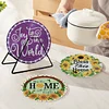 4PCS Diamond Painted Wooden Love Saying Placemats Insulated Dish Mats Comes with Mats