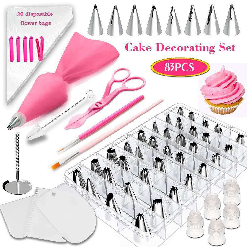83 pcs Cake Decorating Kit with 44 Numbered Icing Tips and Frosting Tools Baking Supplies