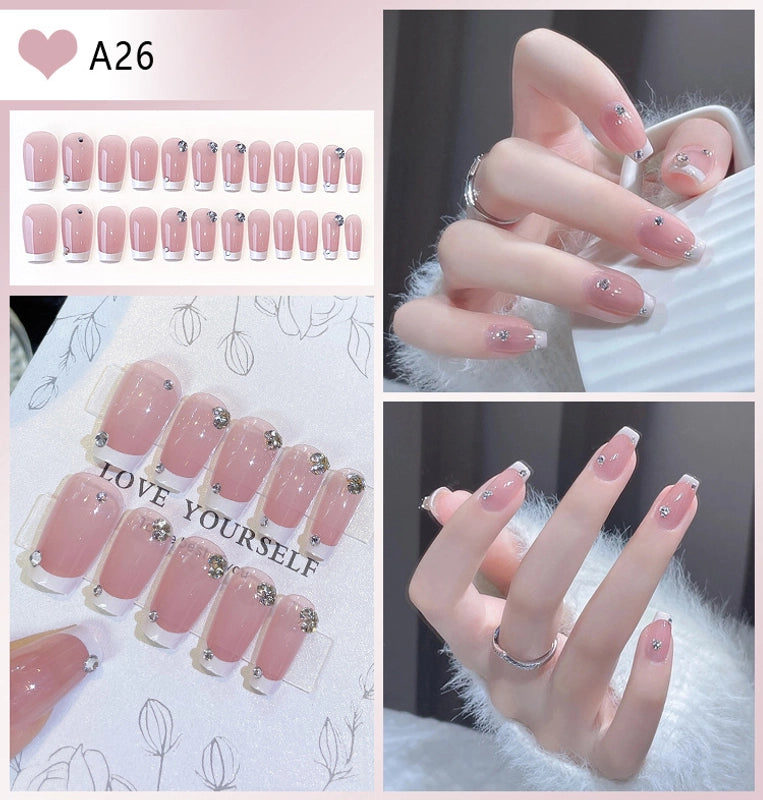 Cute Sweet Color Block Flower ABS Press-on Nails 1 Set