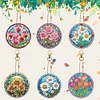 6Pcs Diamond Art Keyring Set Double Sided Cartoon Special Shaped (Flower)