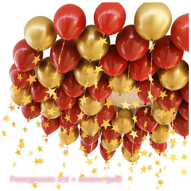 Cifeeo 30P10inch Metallic Red Heart Ruby Agate Red Balloon Wedding Room Valentine Day Decorated Date Red Pomegranate Red Balloon Party