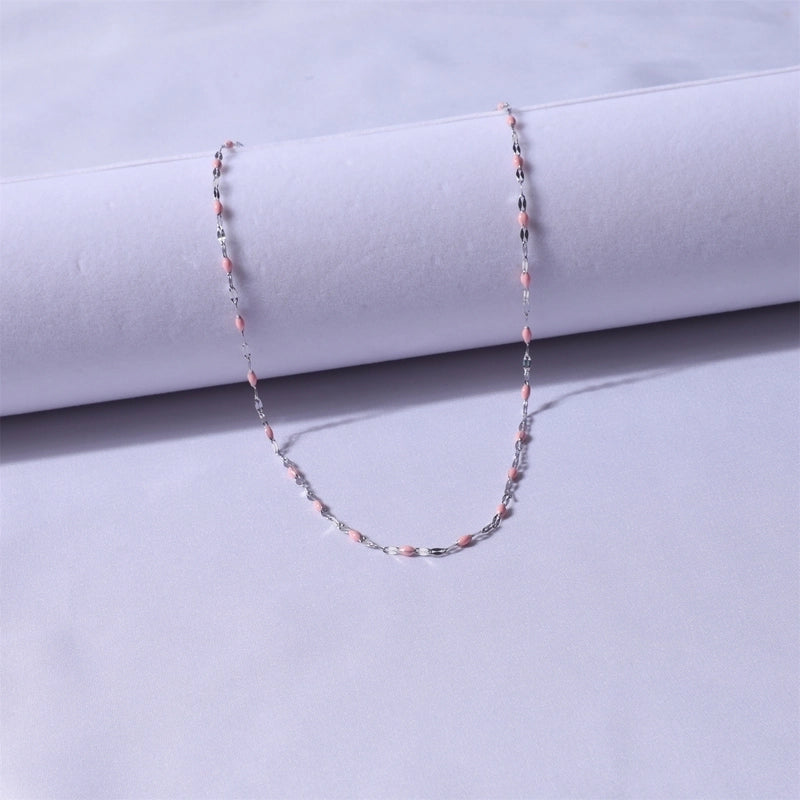 Sweet Color Block Titanium Steel Enamel Necklace