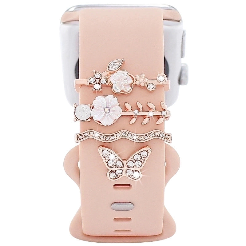 Minimalist Flower Butterfly Metal Watch Strap