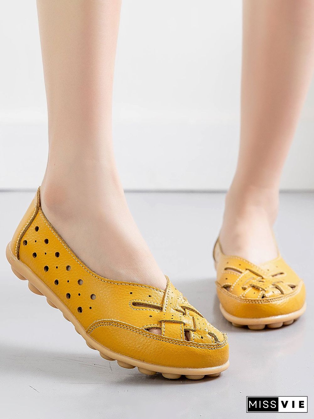 Hollow Leather Soft Sole Shoes