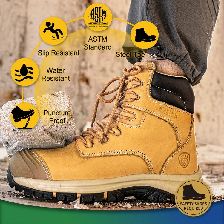 Men s Steel Toe Waterproof Leather Kevlar Puncture Resistant EH Welding Logging Roofing Construction Mechanic Electrician Factory Work Boots OUXX Safety Work Boots Store