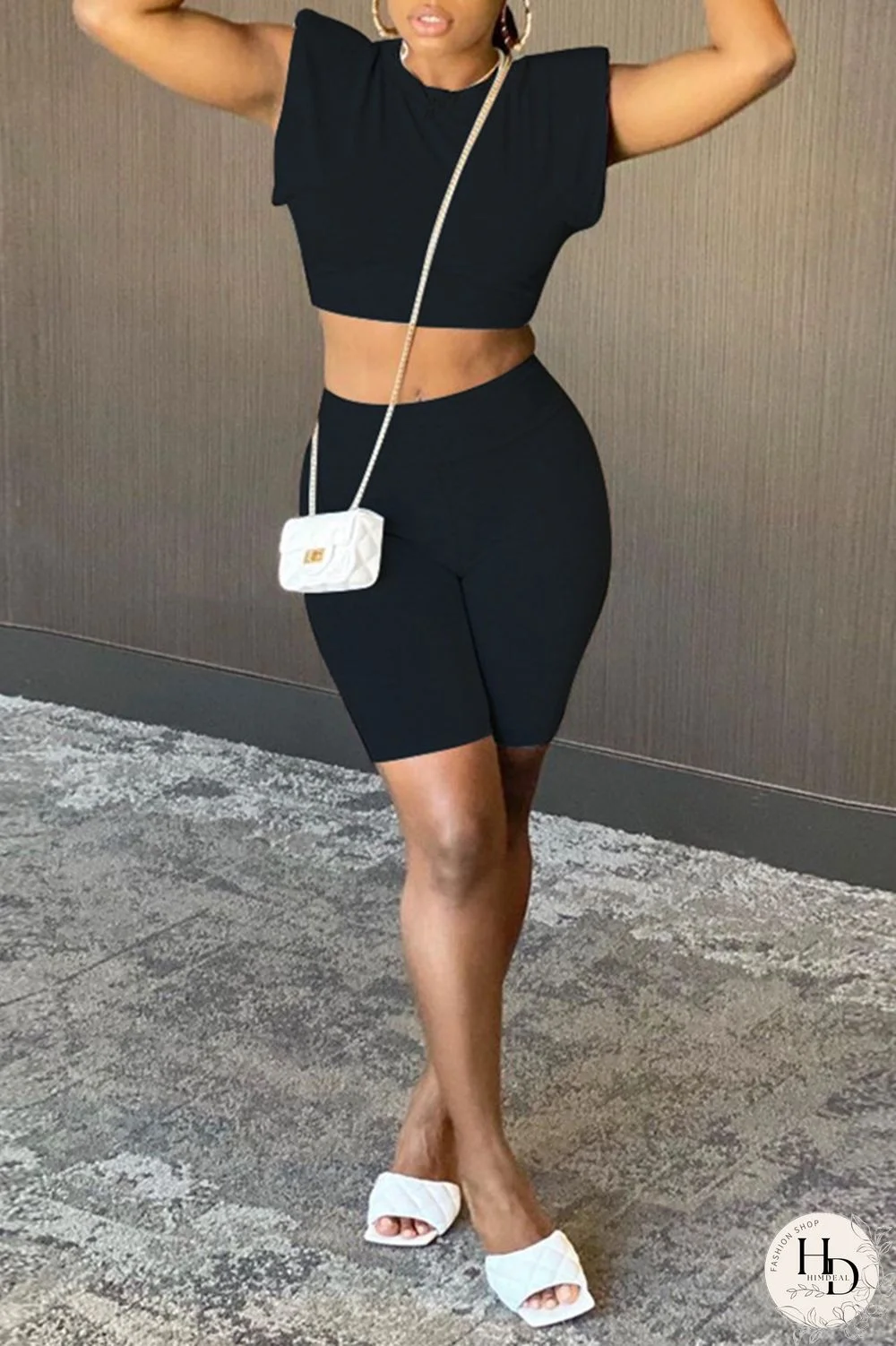 Army Green Fashion Casual Solid Basic O Neck Sleeveless Two Pieces