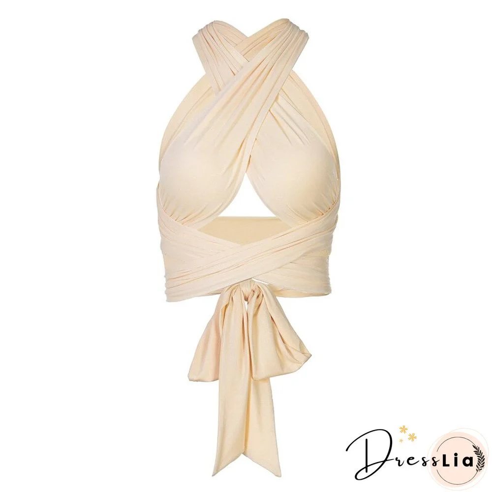 Neck Tube Top Vest Female Tide Ropa De Mujer Y2k T Shirt Harajuku Fashion Sexy Hollow Out Bandage Crop Tops Women