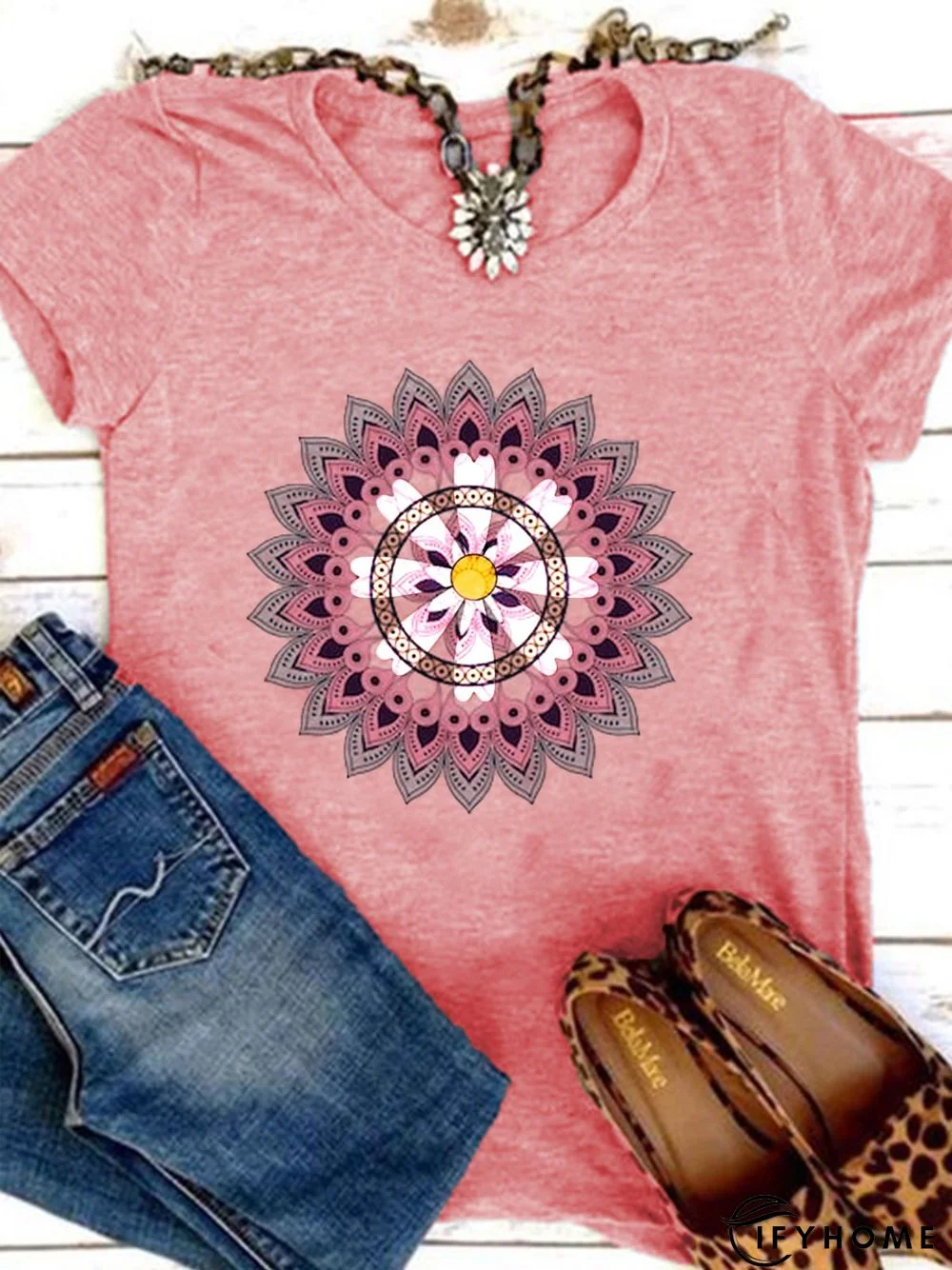 Short Sleeve Round Neck Printed T-shirt | IFYHOME