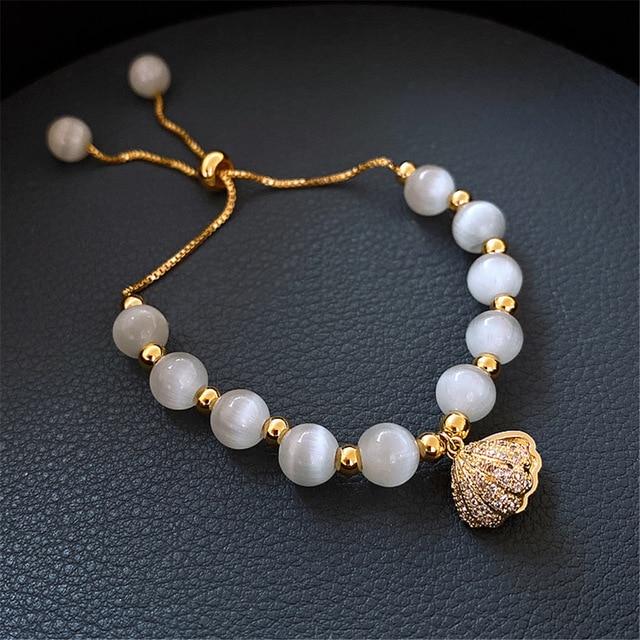 Zoe Pearl Seashell Bracelet-Mayoulove