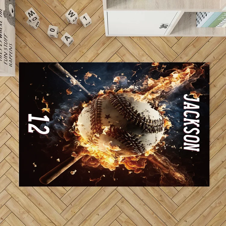 Personalized Kids Baseball Rug|R149