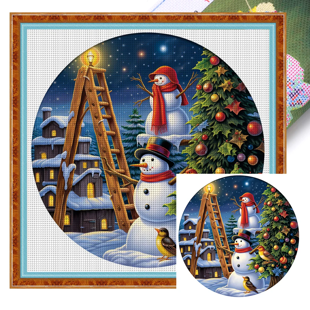 DIY Stamped Cross Stitch 11CT Full Embroidery 40*40cm - Christmas Snowman