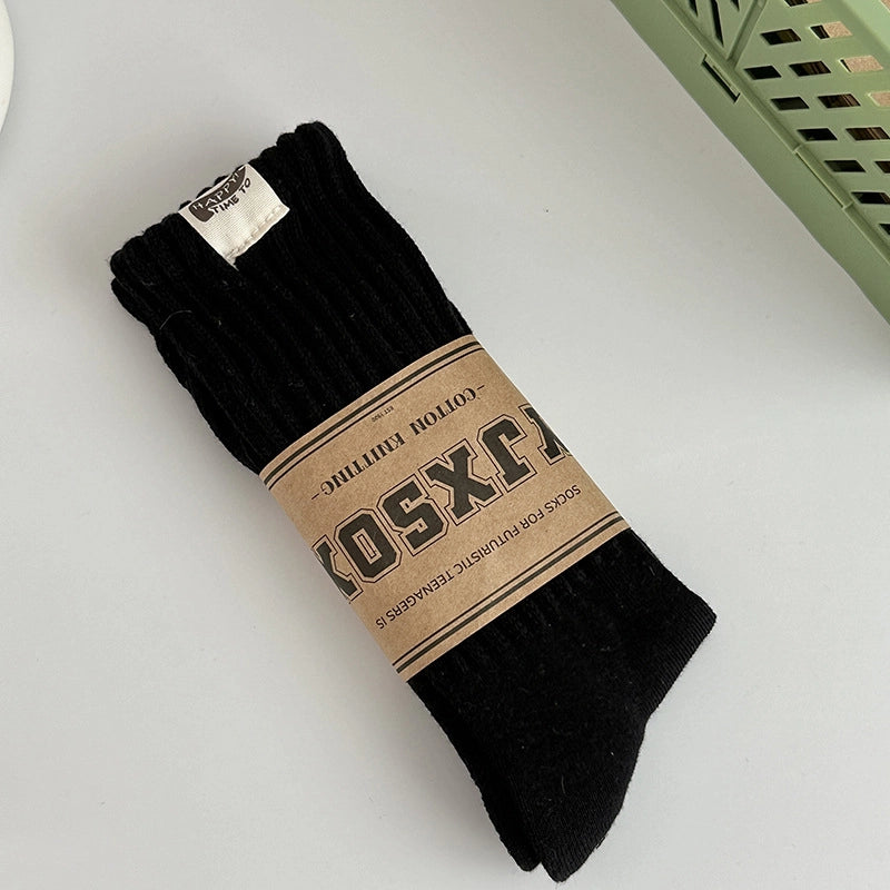 Unisex Sports Solid Color Cotton Crew Socks A Pair