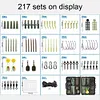 217Pcs Carp Fishing Accessories Set Clip Quick Change Snap Swivel Tail Sleeves