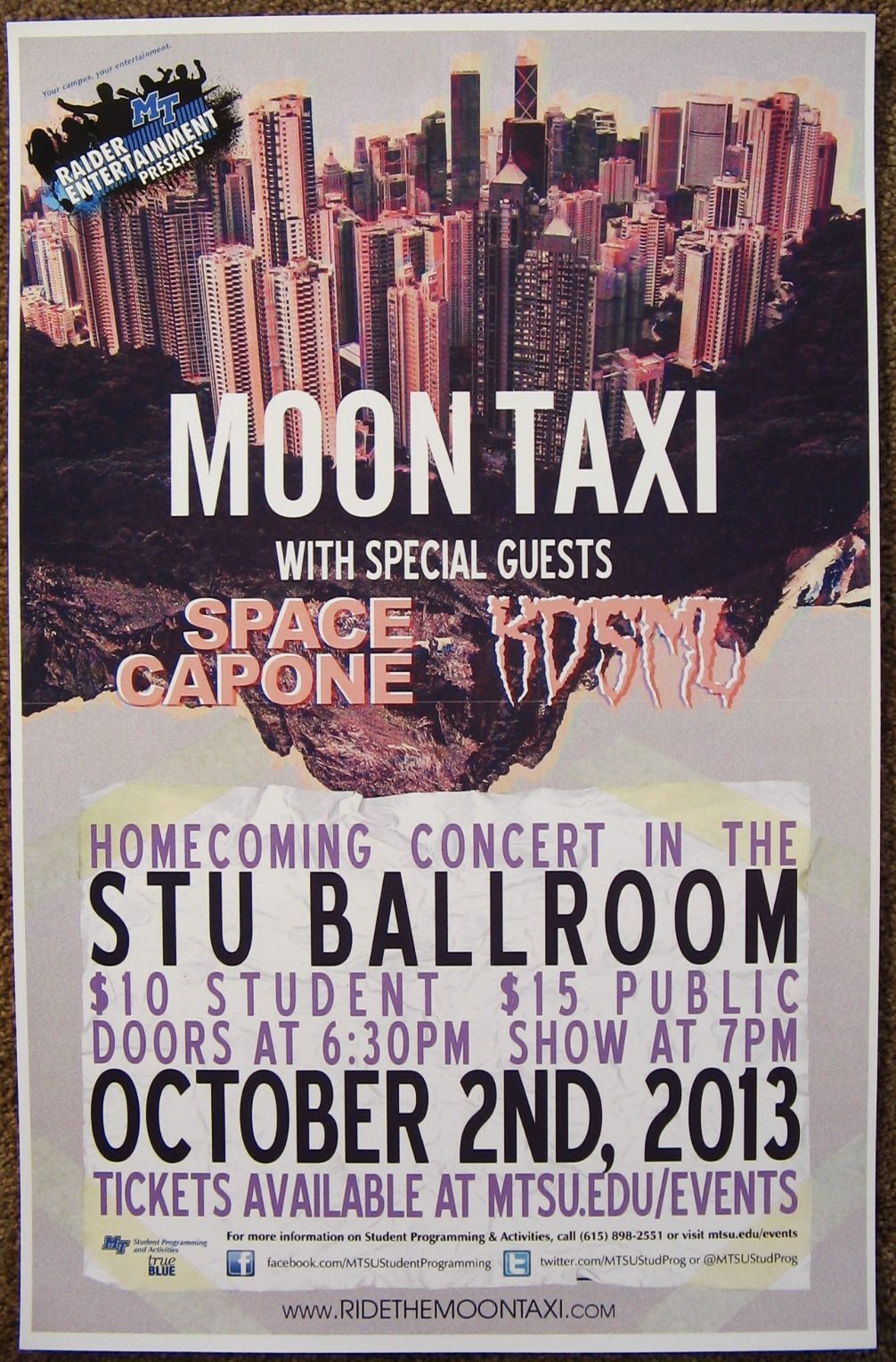 MOON TAXI 2013 Gig POSTER Concert Mursboro Tennessee