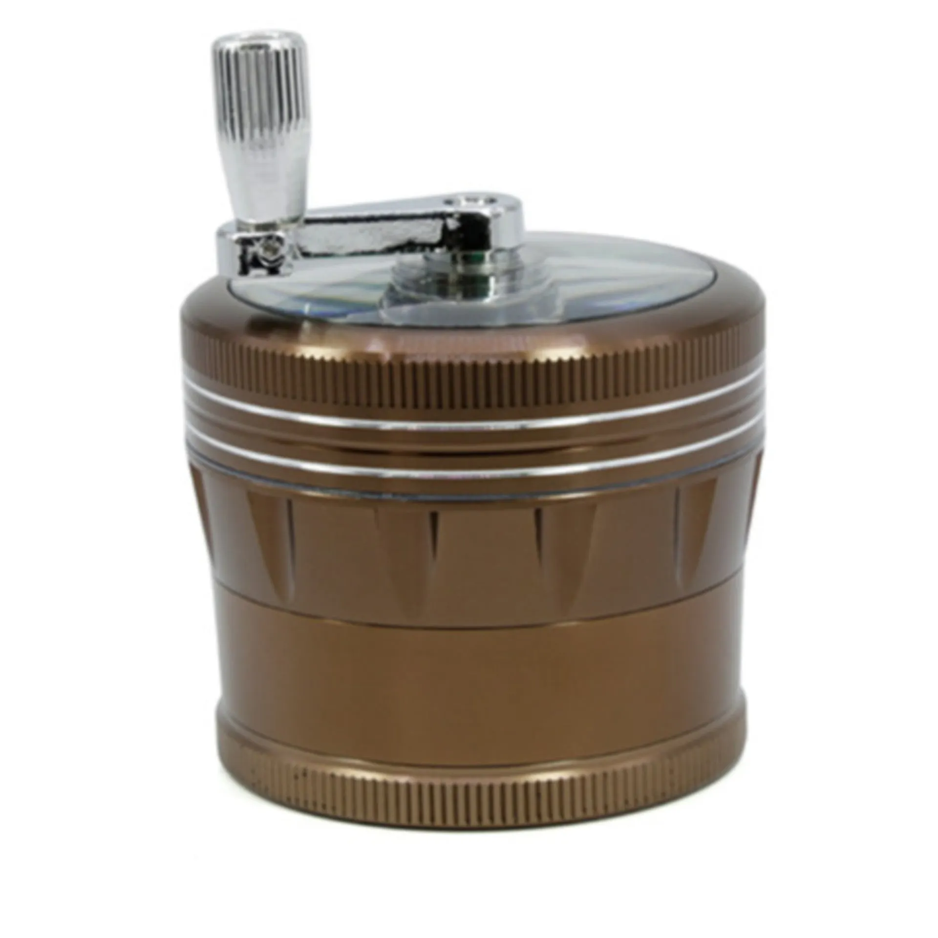 63MM 4 Piece Aluminum Alloy Lightning Rocker Herb Grinder-Brown