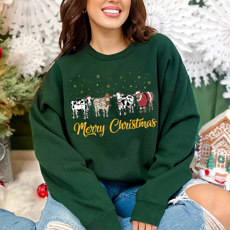 Mooey Christmas Cow Sweatshirt, Cow Lover Hoodie, Funny Christmas Shirt