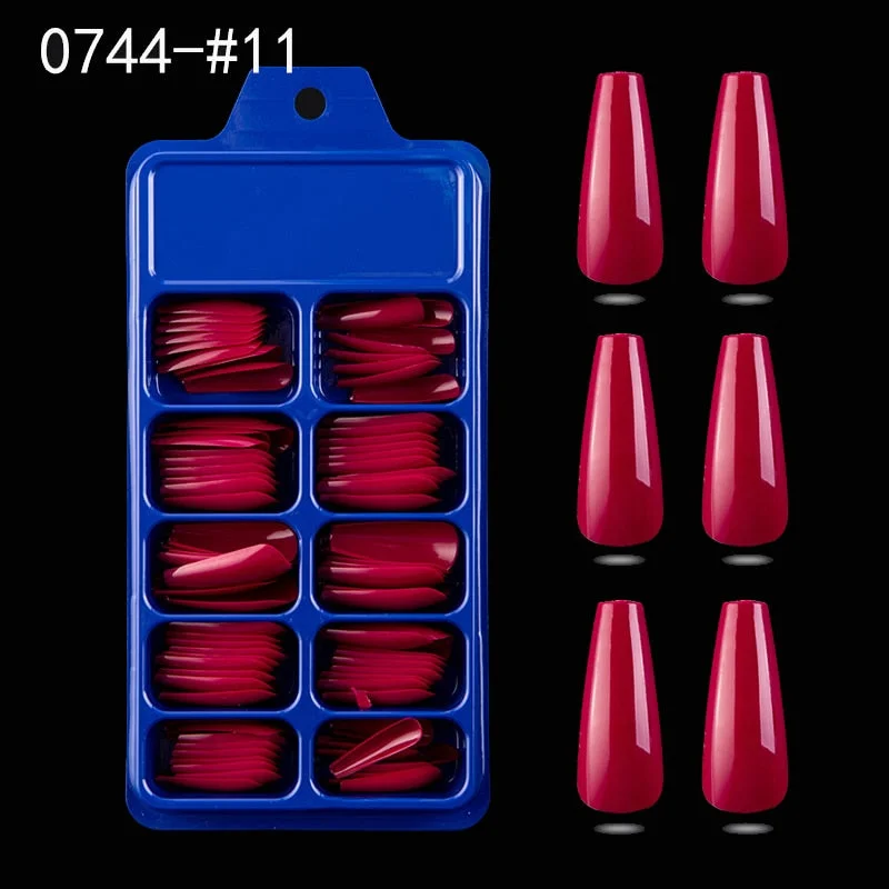 Lamemoria 100/500pcs/opp/box Fake Nails Coffin Nail Tips Press on Nails Natural Clear Long Ballerina DIY False Nail Full Cover-Nail Inspo