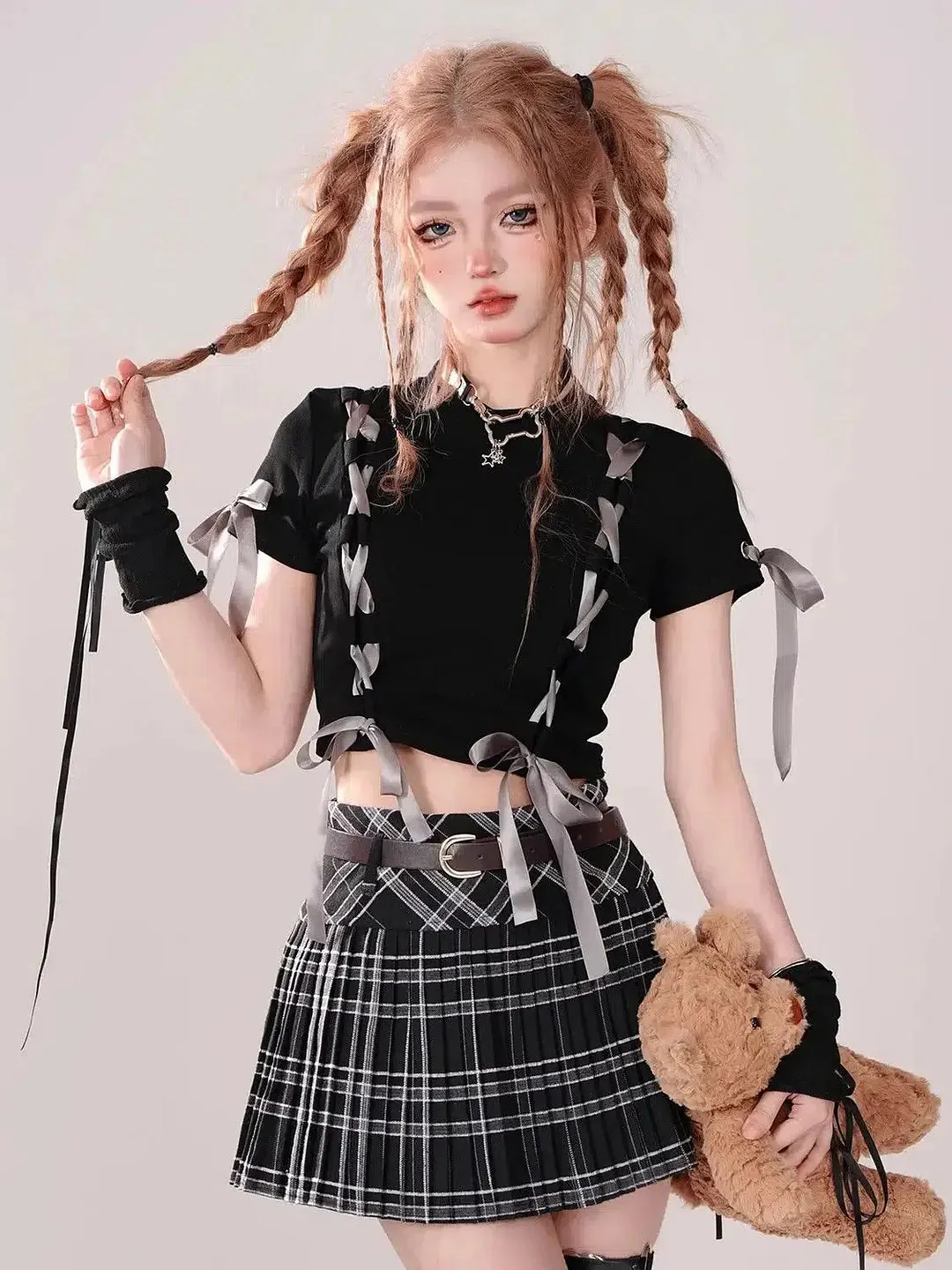 Brownm Coquette Crop Top