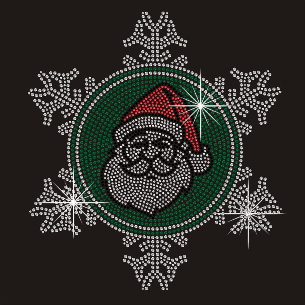 Funny Customized Santa Claus Love Hot fix Rhinestone Transfer