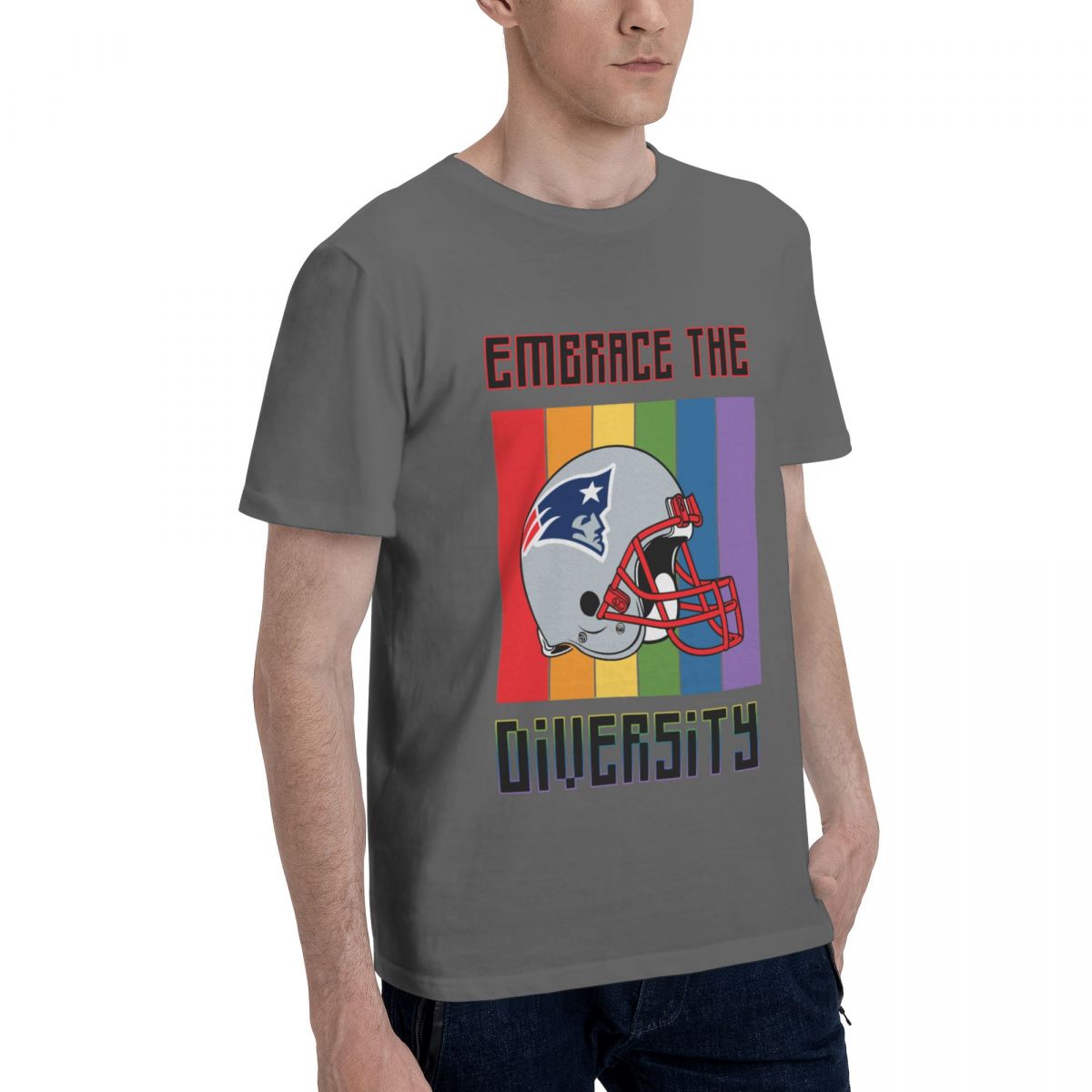 New England Patriots Embrace The Diversity Men's Cotton Crewneck T-Shirt