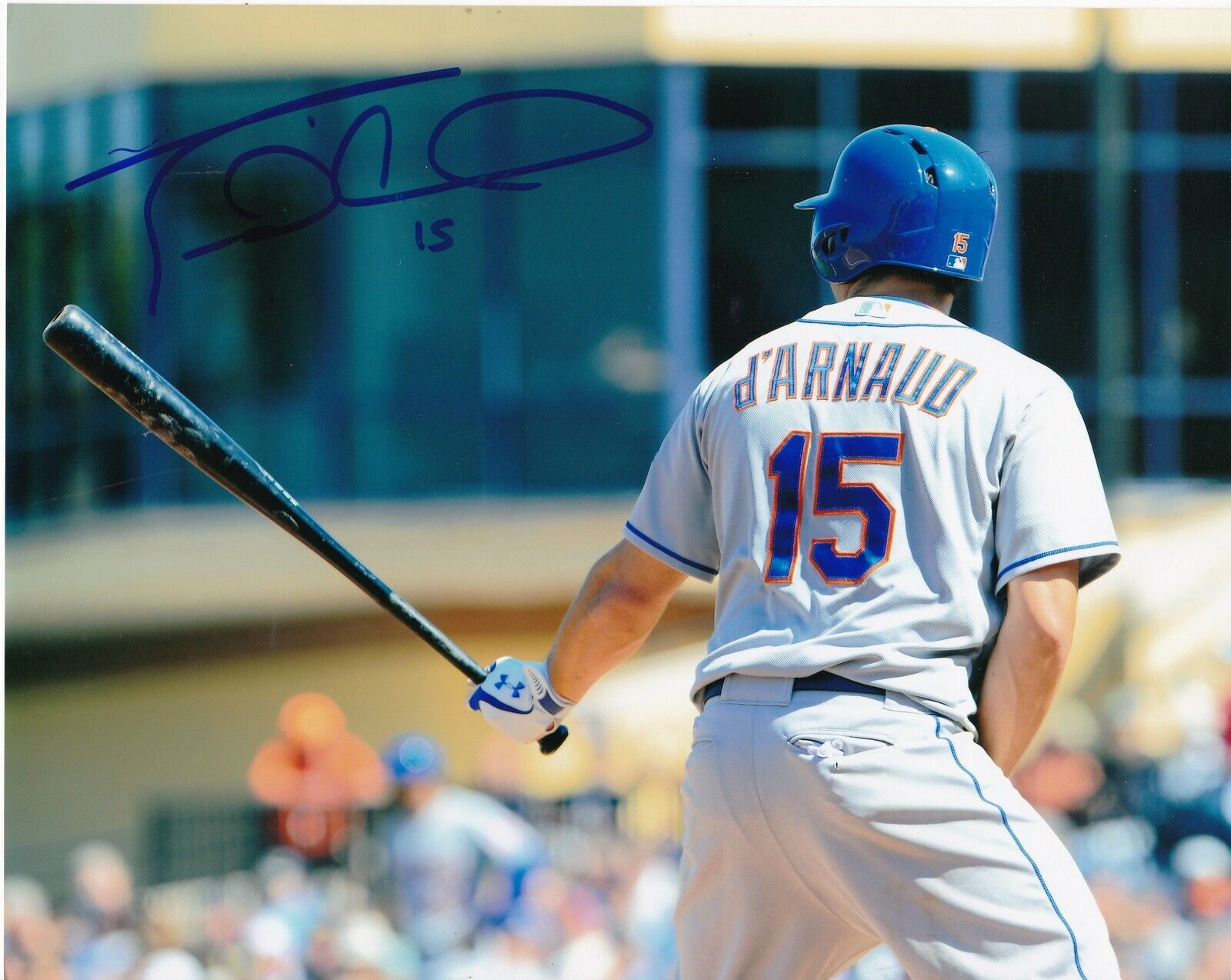 TRAVIS D'ARNAUD NEW YORK METS ACTION SIGNED 8x10