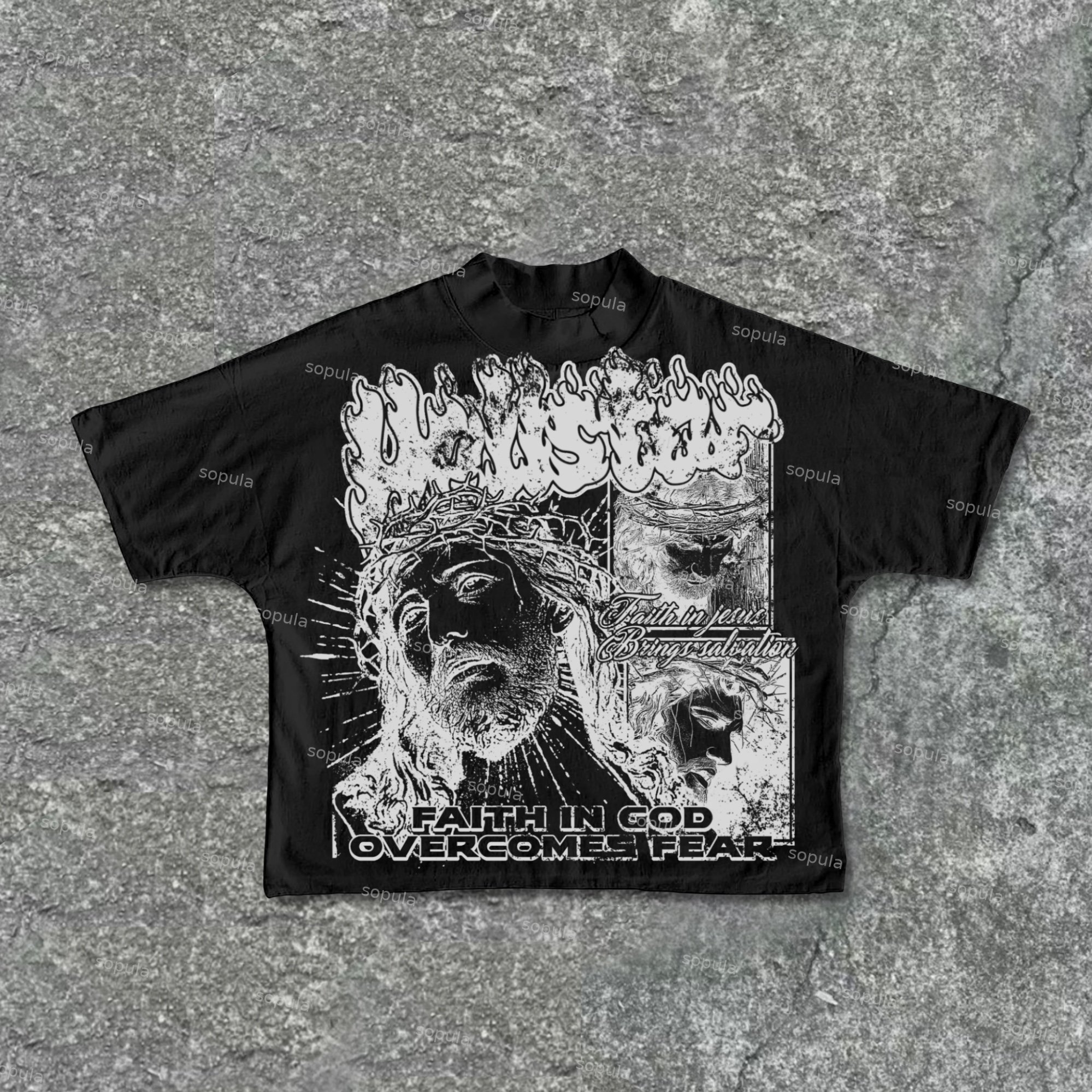 Sopula Jesus & God 2024 New Retro Old Graphic Cotton Cropped T-Shirt - Sopula｜Premium Graphic Tees & Graphic Clothing