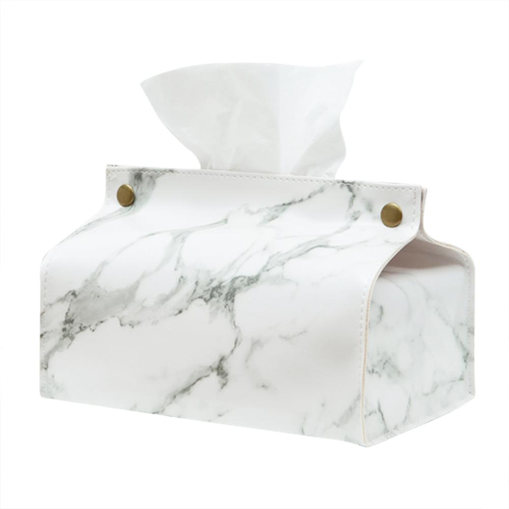 

Marble Tissue Box Case Pouch Leather Home Car Napkin Paper Towel Container, White, 501 Original