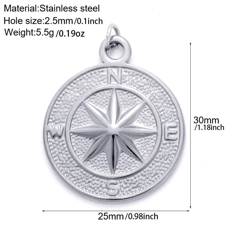 1 Piece 304 Stainless Steel Sunflower Compass Shark Pendant Jewelry Accessories