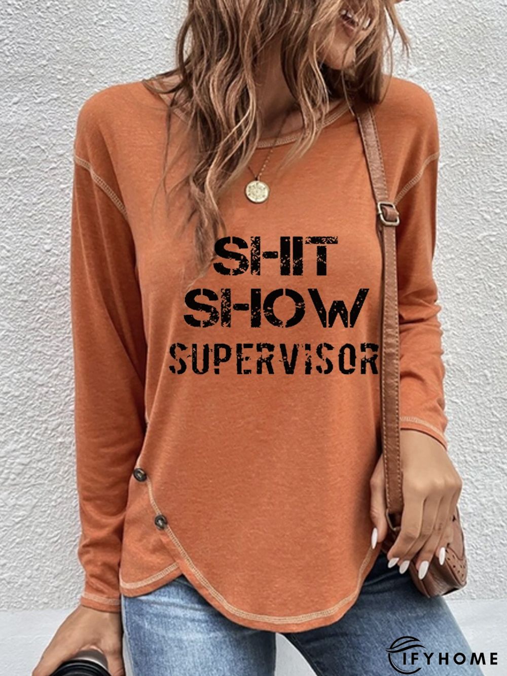 Casual Crew Neck Jersey Loose T-Shirt | IFYHOME