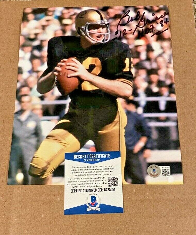 BOB GRIESE SIGNED PURDUE BOILERMAKERS 8X10 Photo Poster painting BECKETT CERTIFIED BAS #2