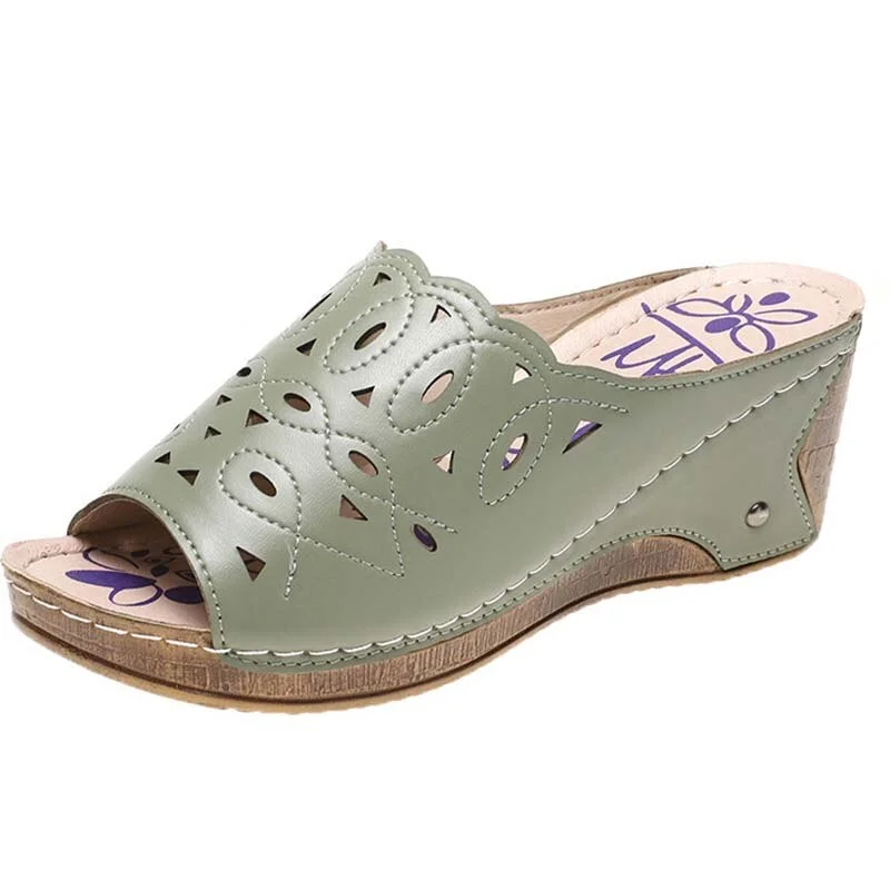 Qengg New Women Shoes Sandals Fish Mouth Wedges Sandals Open Toes Hollow Out Women's Shoes Slip On Women Shoe Female Footwear