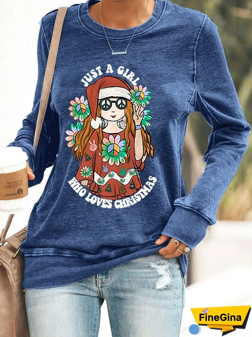 Women's Just A Girl Who Loves Christmas Casual Sweatshirt