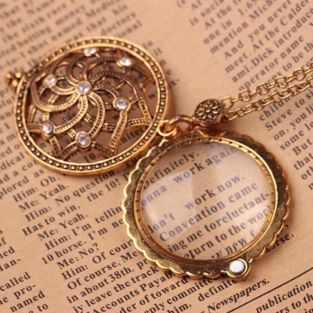 Vintage Magnifying Glass Golden Necklace-Himinee.com