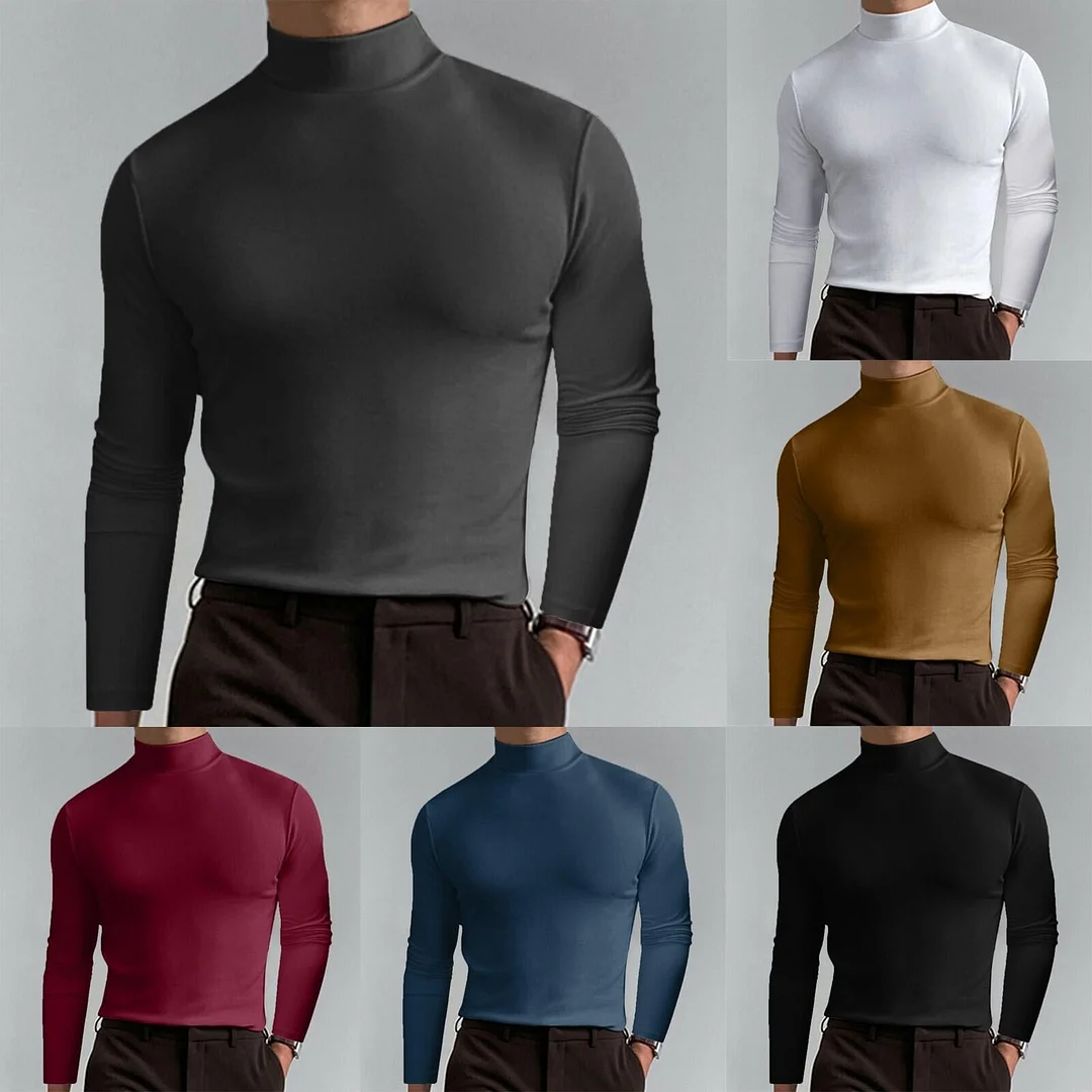 Men's High Neck Slim Fit Long Sleeve T-shirt