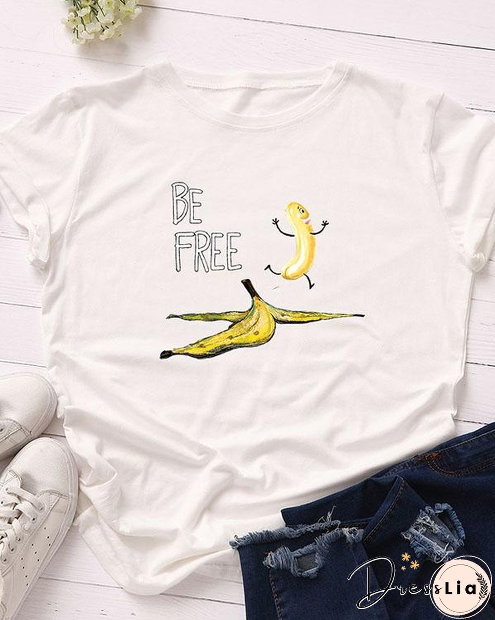 Be Free Print Short Sleeve T-Shirt