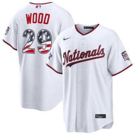 Youth Washington Nationals #29 James Wood Nike White 2026 All-Star Edition Stars & Stripes Stadium Jersey