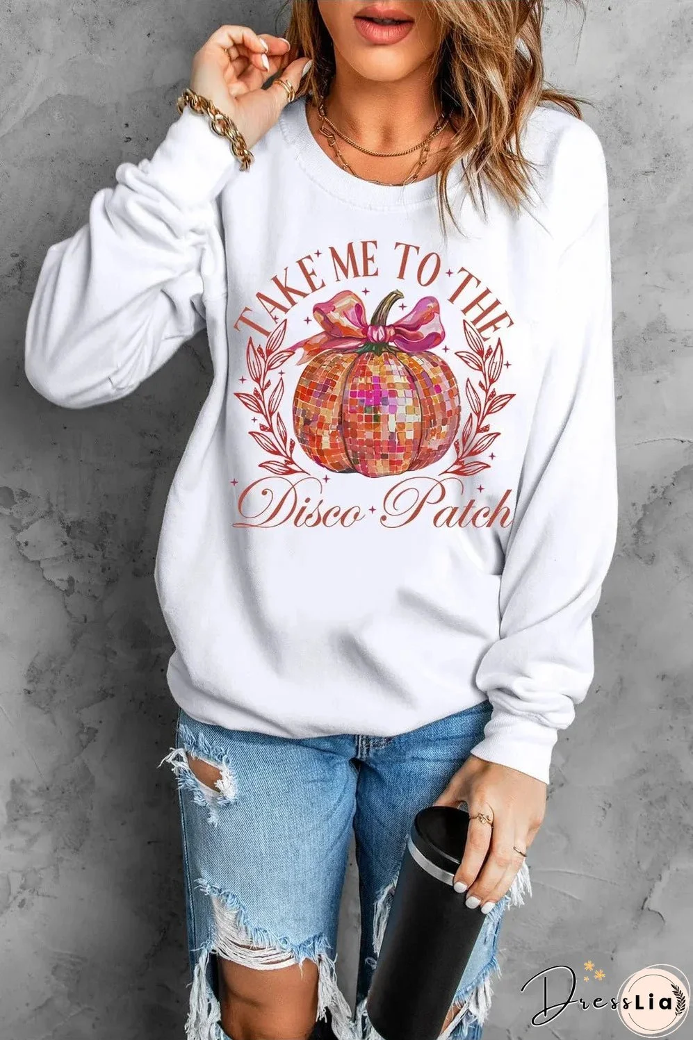 Graphic Round Neck Long Sleeve Sweatshirt