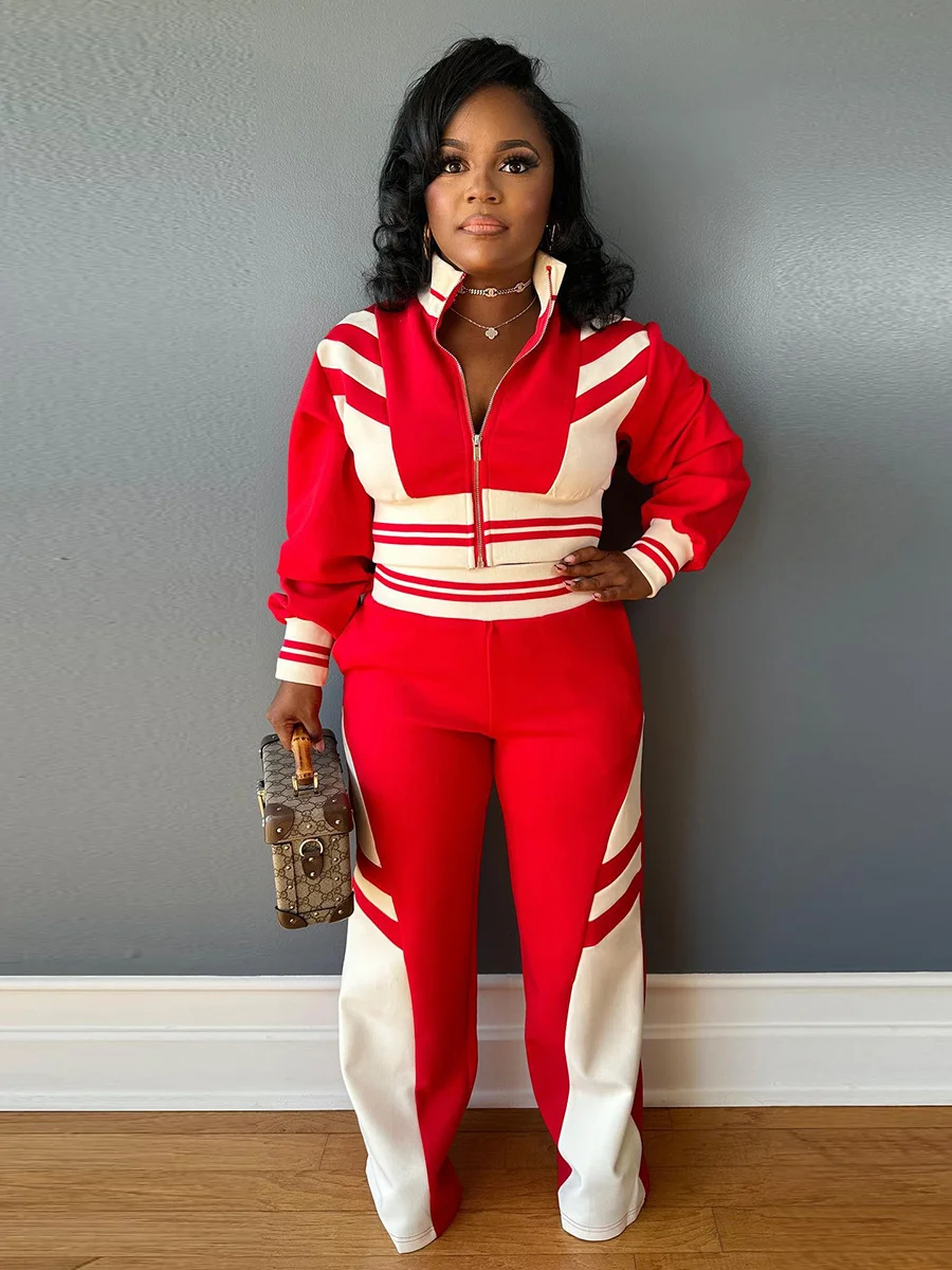 Uveng Uveng Has K24ST398 Women's Clothing 2024 Autumn Fashion Trend Hot Girl Black And White Trousers Suit